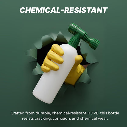 Chemical-resistant HDPE bottle resists cracking and corrosion