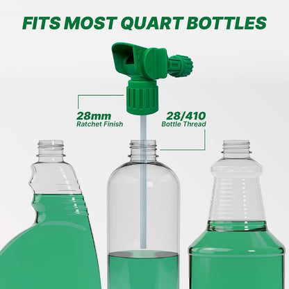 Fits most quart bottles with standard 28/410 thread