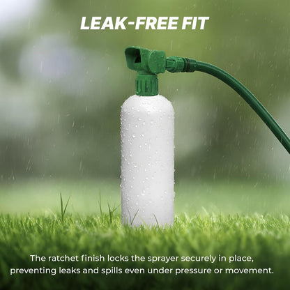 Leak-free 28mm ratchet fit between sprayer and bottle