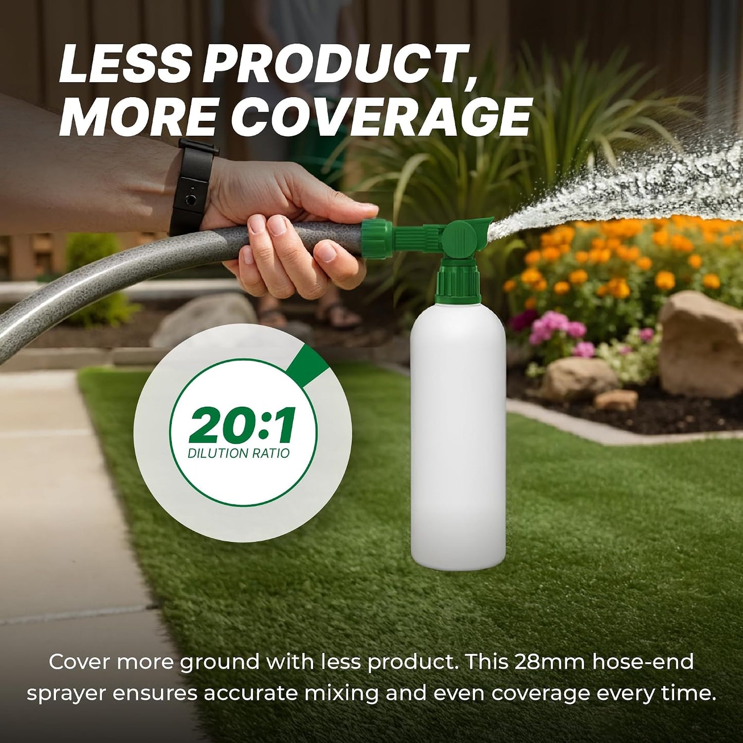 Less product, more coverage with accurate 20:1 mixing