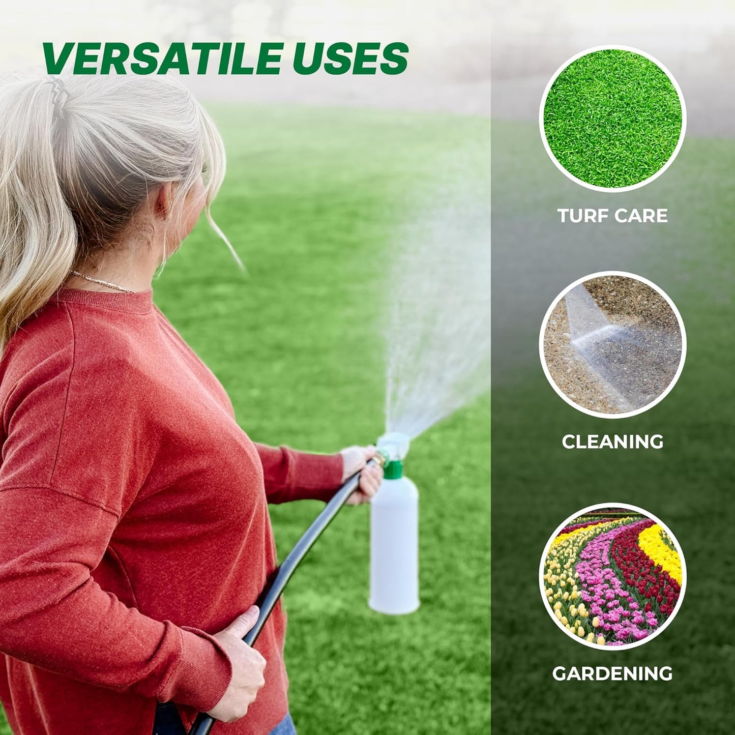 Versatile uses: turf care, cleaning, and gardening